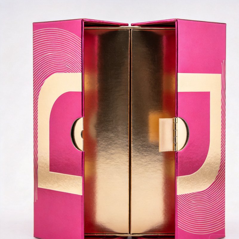 Rigid cosmetic box with magnetic closure