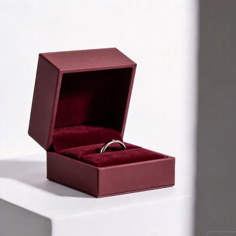 Leather-Finish Rigid Jewelry Box with Magnetic Clasp — Rings & Earrings